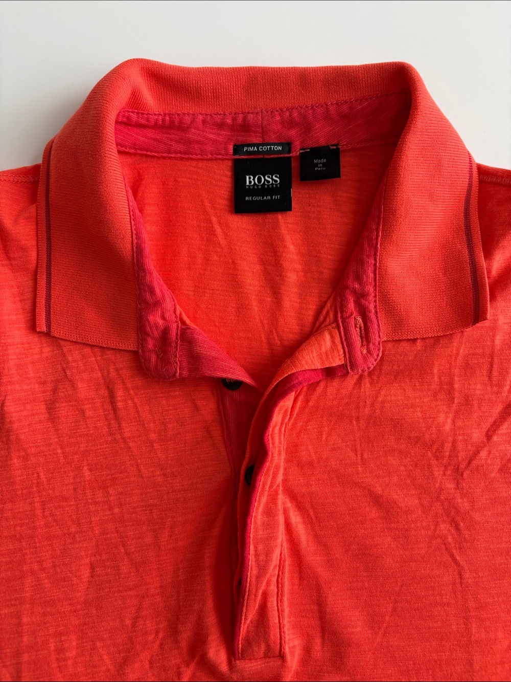 BOSS Men's Coral-Orange Polo Shirt, L